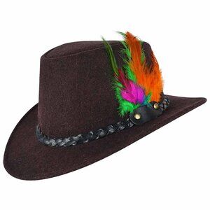 Men Bavarian Hat Dark Brown Oktoberfest Costumes Hat Western Traditional Attire.